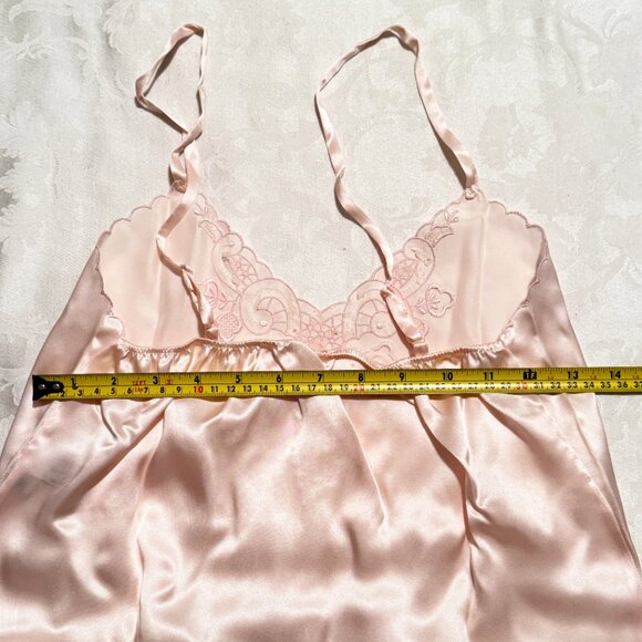 Luxury 100% Silk Embroidered 2-Piece Robe Cami Sleepwear Set - Peach Pink - Picture 9 of 10